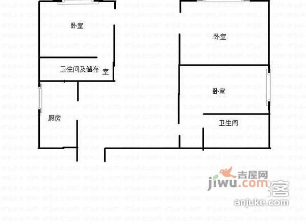 斌鑫丰泽园3室2厅1卫92㎡户型图