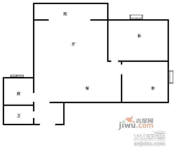 青青佳苑北苑2室2厅1卫97㎡户型图