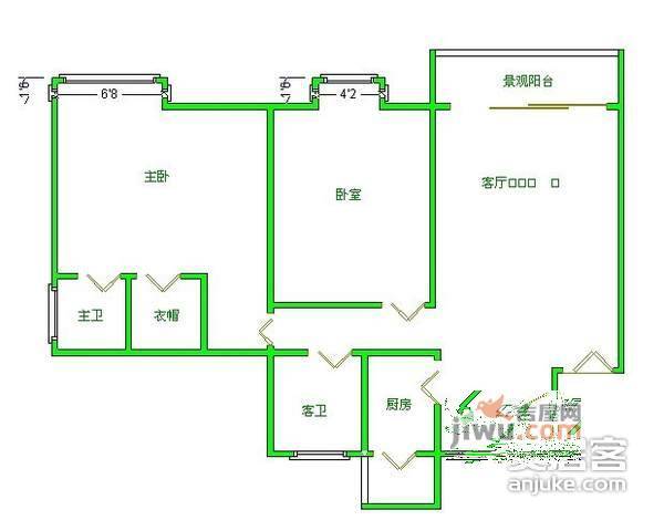 青青佳苑北苑2室2厅2卫99㎡户型图