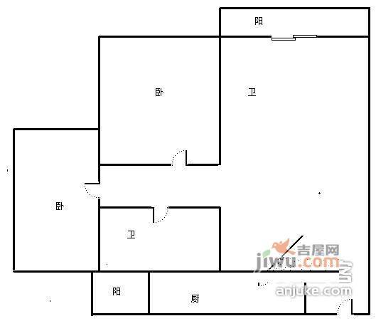 江南国际新城2室2厅1卫83㎡户型图