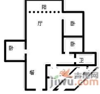 江南国际新城3室2厅1卫88㎡户型图