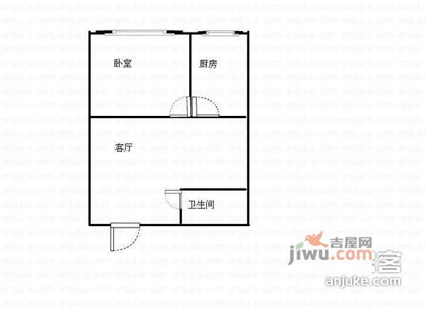 左林右舍1室1厅1卫45㎡户型图