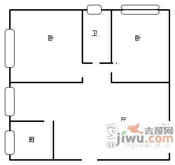 左林右舍2室2厅1卫82㎡户型图