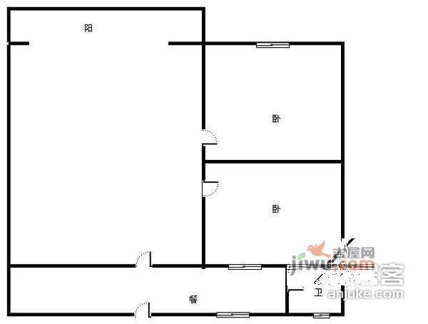 人民路2室1厅1卫68㎡户型图