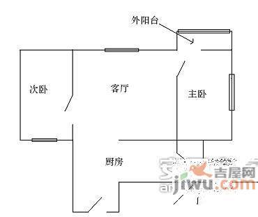 人民路2室1厅1卫68㎡户型图