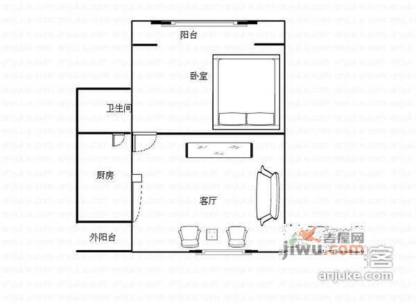 人民路1室1厅1卫户型图