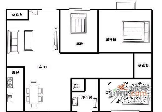 鸳鸯北湖郡3室2厅1卫107㎡户型图