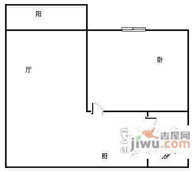 御景江山1室1厅1卫72㎡户型图