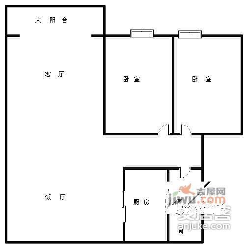 华立北泉花园2室1厅1卫94㎡户型图