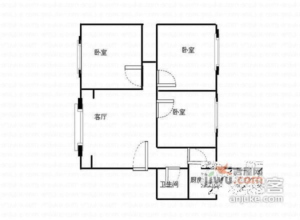 建设路小区3室1厅1卫84㎡户型图