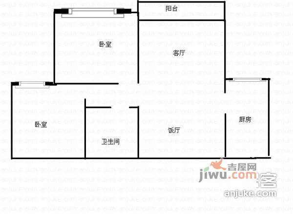 金易花园2室2厅1卫户型图