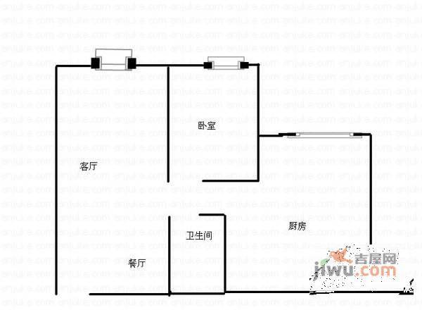 达飞苑1室1厅1卫58㎡户型图