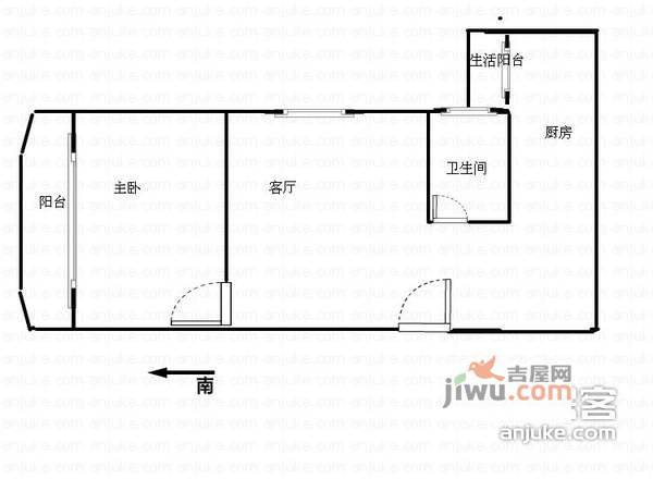 金禾丽都1室1厅1卫50㎡户型图