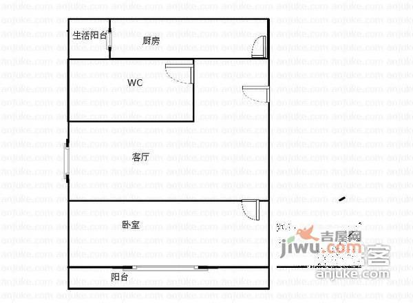 金禾丽都1室1厅1卫50㎡户型图