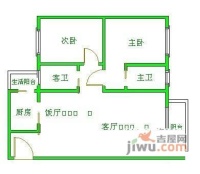 晋愉上江城2室2厅2卫93㎡户型图