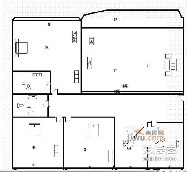 晋愉上江城4室2厅2卫190㎡户型图