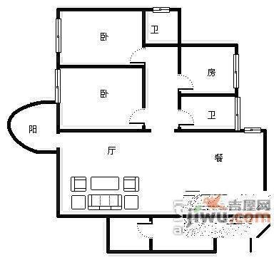 昌龙城市花园3室2厅2卫146㎡户型图