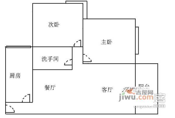 黄桷园2室2厅1卫74㎡户型图