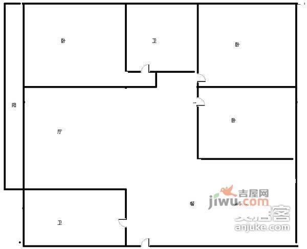 巴渝世家3室2厅2卫151㎡户型图