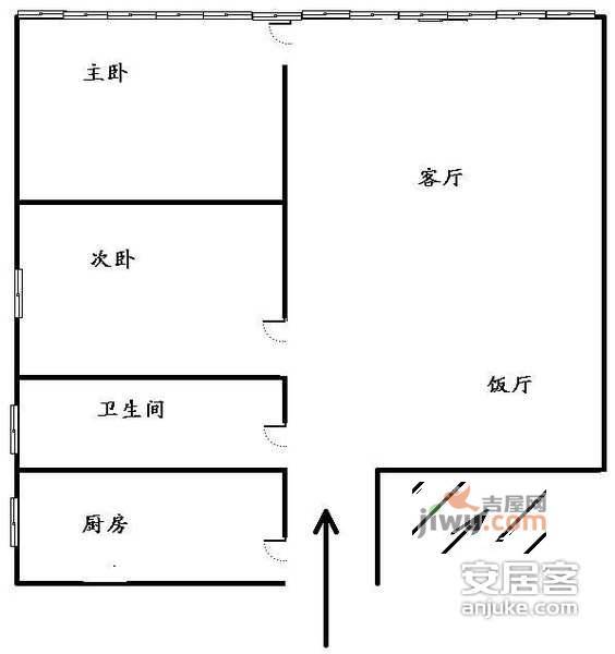 现代大厦2室2厅1卫96㎡户型图