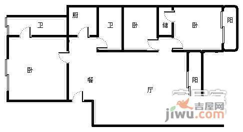 双龙西路小区3室2厅2卫136㎡户型图