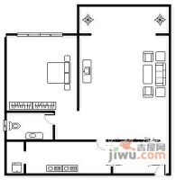 玖隆城1室1厅1卫54㎡户型图