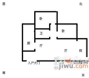 玖隆城2室2厅1卫80㎡户型图