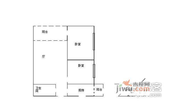 城南新居2室2厅1卫70㎡户型图