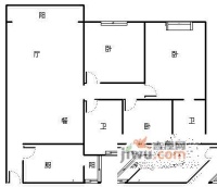 龙城锦都3室2厅2卫124㎡户型图