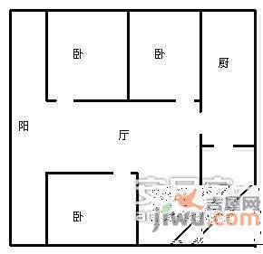 龙城锦都3室1厅1卫94㎡户型图