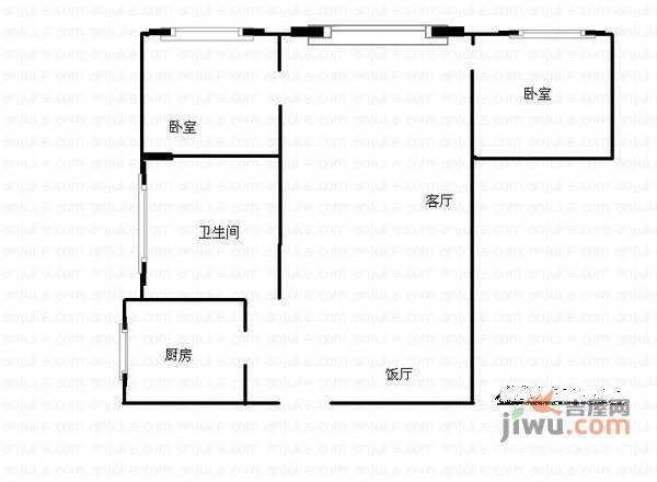 龙城锦都2室2厅1卫96㎡户型图