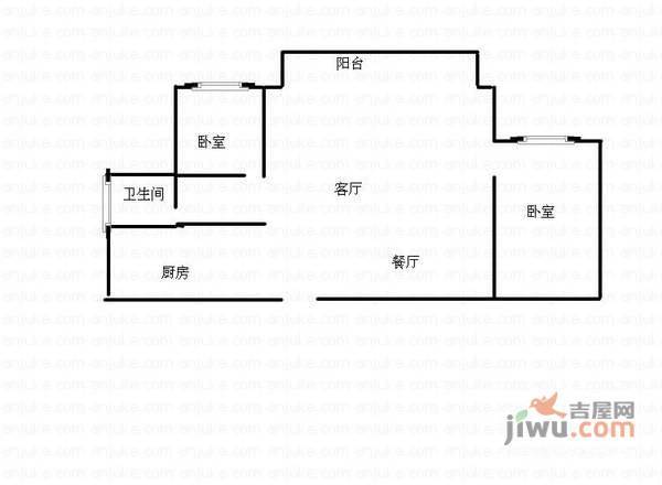 龙城锦都2室2厅1卫96㎡户型图