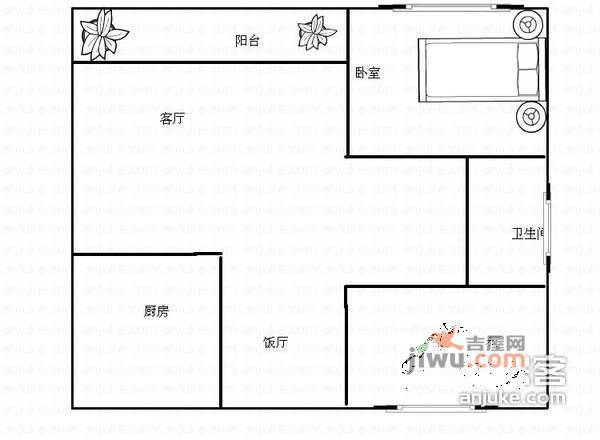 龙城锦都2室2厅1卫96㎡户型图