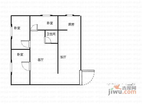 埝山苑社区3室2厅1卫119㎡户型图