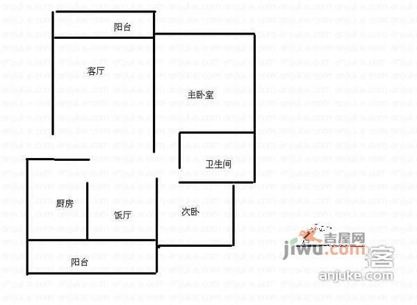 兰亭水云涧2室2厅1卫95㎡户型图