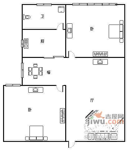 基良广场2室1厅1卫80㎡户型图