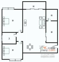 鸿恩怡园2室2厅1卫78㎡户型图