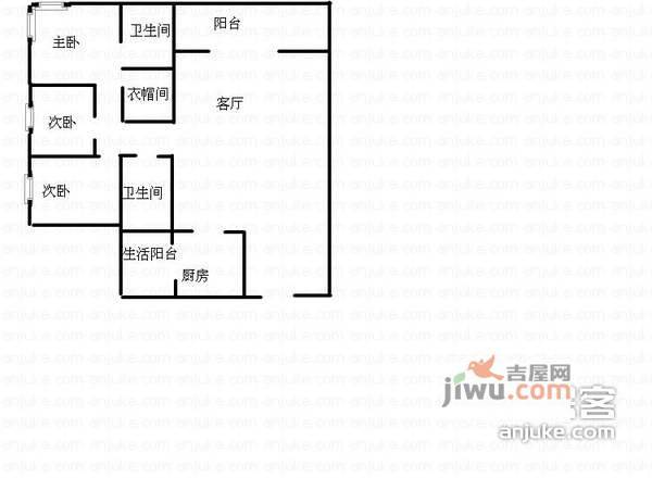 龙湖水晶郦城静苑3室2厅2卫120㎡户型图