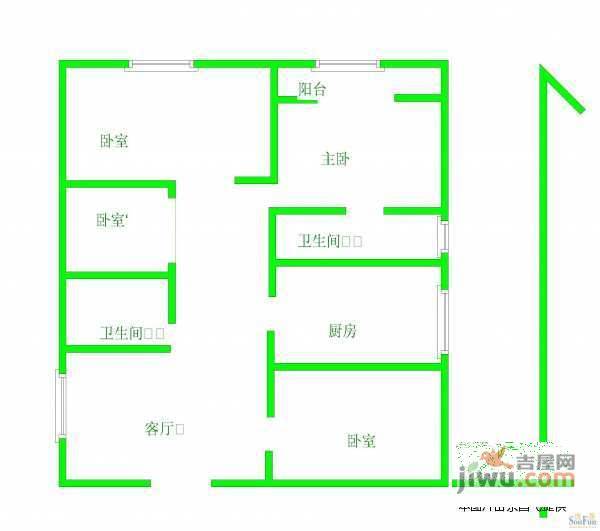 龙湖水晶郦城静苑3室2厅2卫120㎡户型图