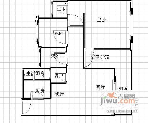 龙湖水晶郦城静苑4室2厅2卫160㎡户型图