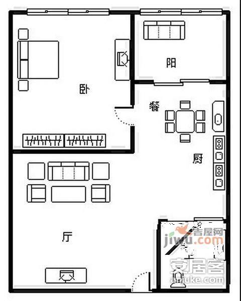 耐德佳苑1室1厅1卫47㎡户型图