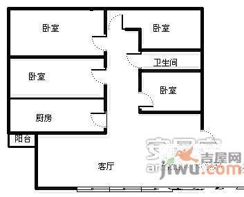 明瑜恒康佳苑4室2厅1卫95㎡户型图