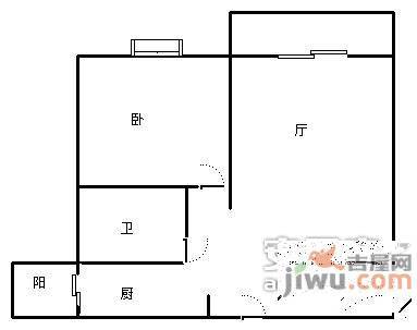 一米阳光1室2厅1卫51㎡户型图