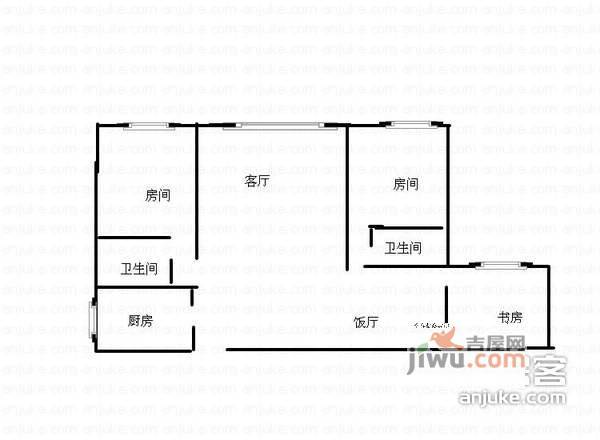 富悦大厦3室2厅2卫户型图