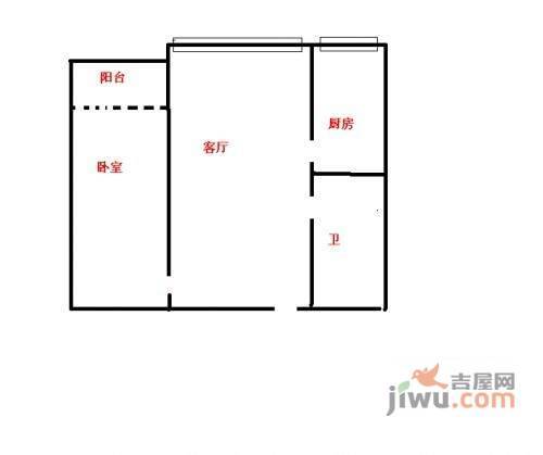 阳光心悦1室1厅1卫58㎡户型图