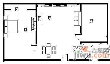 阳光心悦1室1厅1卫58㎡户型图