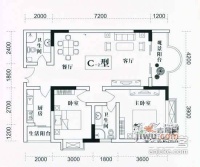 康德27度生活空间3室2厅1卫105㎡户型图