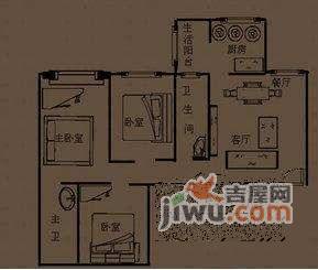 白马康居花园3室2厅2卫124㎡户型图