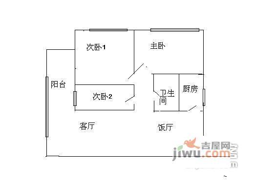 白马康居花园3室2厅1卫111㎡户型图