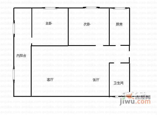 白马康居花园2室1厅1卫77㎡户型图